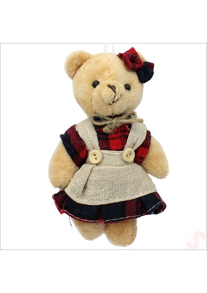 Pelüş Kıyafetli Ayıcık Anahtarlık, 13 x 8,5 cm - Kız Model