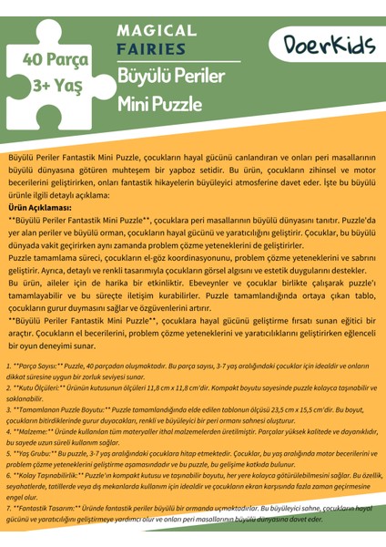 Büyülü Periler Fantastik Mini Puzzle