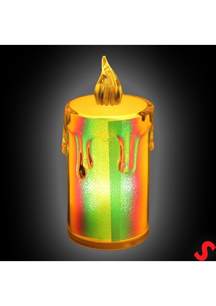 Erimiş Mum Görünümlü,gökkuşağı Işıklı Pilli LED Mum, 8x3,6cmx1 Adet fırsatları