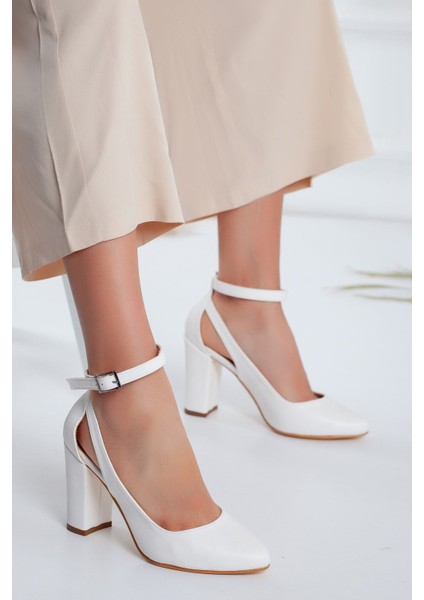 Lillian Topuklu Beyaz Cilt Ayakkabı modelleri