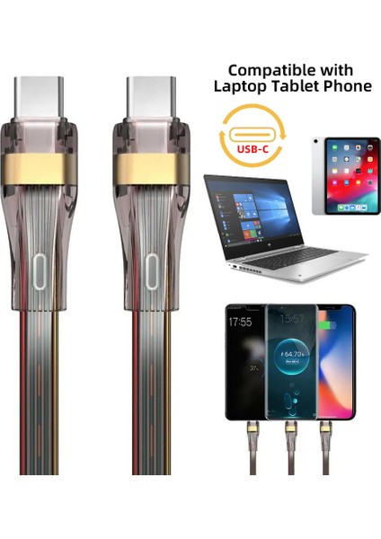 UC 003 FL 2.0M 2m Usb2.0 Usb C Usb C Düz Kablo 65W Hızlı Şarj Dizüstü Tablet Telefon Veri Kablosu (Yurt Dışından)