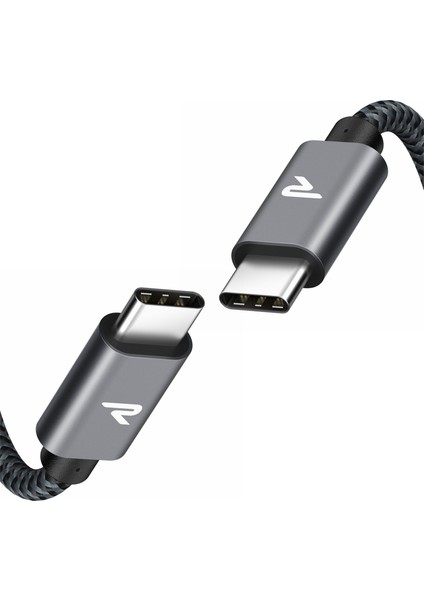 1m Usb C Usb C Şarj Kablosu USB 2.0 65W Naylon Örgülü Dizüstü Tablet Telefon Veri Kablosu (Yurt Dışından)