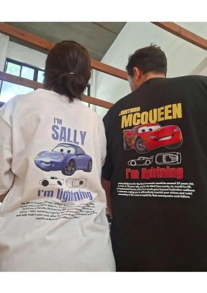 Moda Wear I'M Sally & Mcqueen Car Detail Oversize  T-Shirt