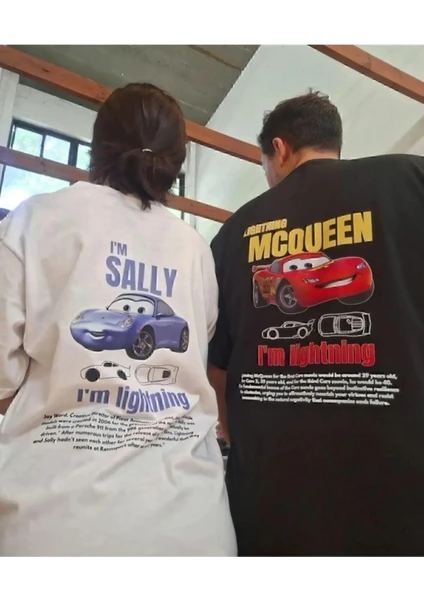 Moda Wear I'M Sally & Mcqueen Car Detail Oversize  T-Shirt