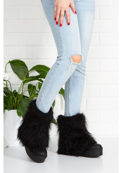 Yüksek Taban Tüylü Siyah Kadın Bot