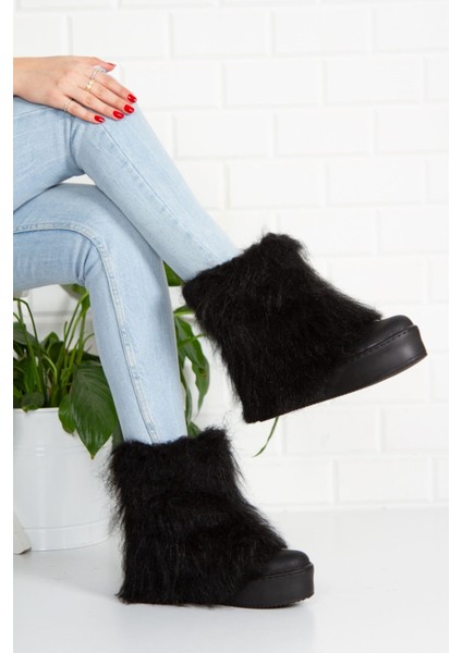 Yüksek Taban Tüylü Siyah Kadın Bot modelleri