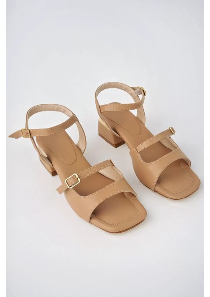 Dixia Bej Cilt Topuklu Sandalet fırsatları