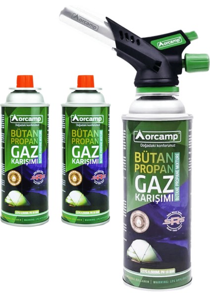 Çakmaklı Kartuş Pürmüz Set ve 2 Adet 227 Gram Gaz Kartuş Seti