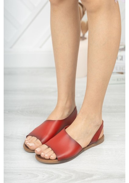 Amaur Deri Kırmızı Sandalet modelleri