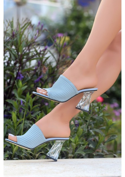 Sorgul Triko Bebe Mavi Topuklu Terlik