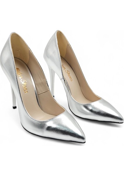 Luxuria Gümüş Parlak Rahat Yüksek Stiletto 10 Cm Topuklu Ayakkabı fiyatları