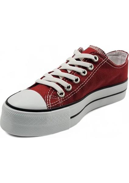 Melen Shoes Skywalk Bordo Yüksek Taban Sneaker Kadın Spor Ayakkabı indirimleri