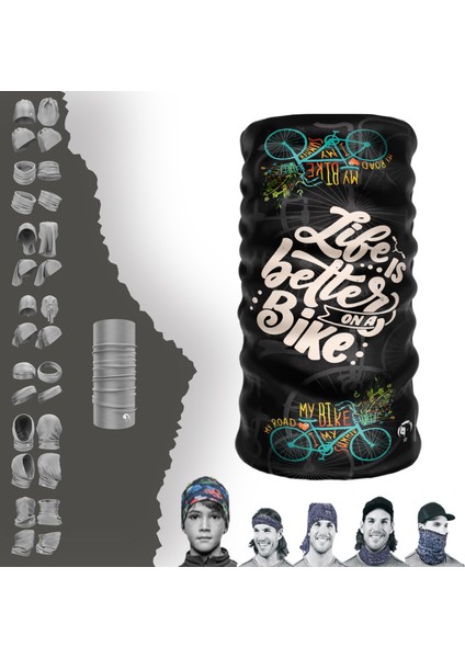 Mavi Bisikletli Boyunluk Maske Baf Bandana