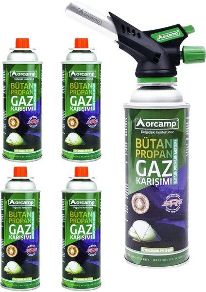 Çakmaklı Kartuş Pürmüz Set ve 4 Adet 227 Gram Gaz Kartuş Seti