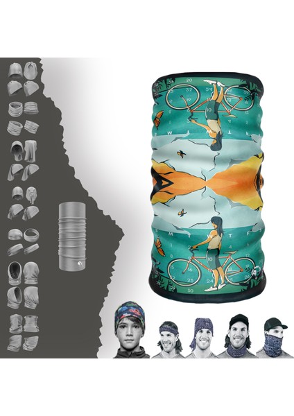 Bisikletli Manzara Boyunluk Maske Baf Bandana