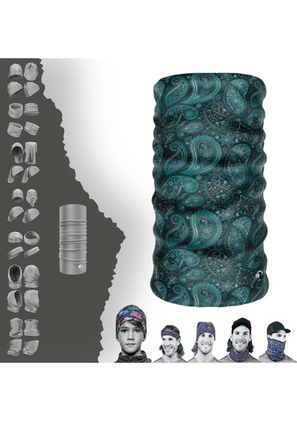 Yeşil Yaprak Desenli Boyunluk Maske Baf Bandana