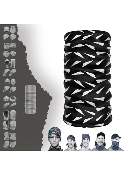 Beyaz Üçgen Desenli Boyunluk Maske Baf Bandana