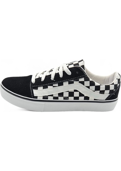 Skyone Siyah Beyaz Damalı Desenli Model Old School Kareli Rahat Bağcıklı Günlük Sneaker Spor Ayakkabı fiyatları