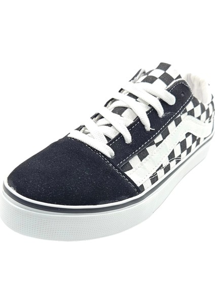 Skyone Siyah Beyaz Damalı Desenli Model Old School Kareli Rahat Bağcıklı Günlük Sneaker Spor Ayakkabı fırsatları