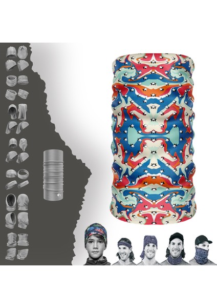 Karışık Renkli Desenli Boyunluk Maske Baf Bandana