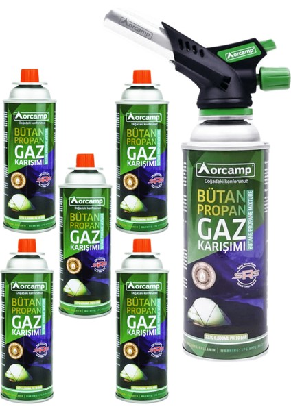 Çakmaklı Kartuş Pürmüz Set ve 5 Adet 227 Gram Gaz Kartuş Seti