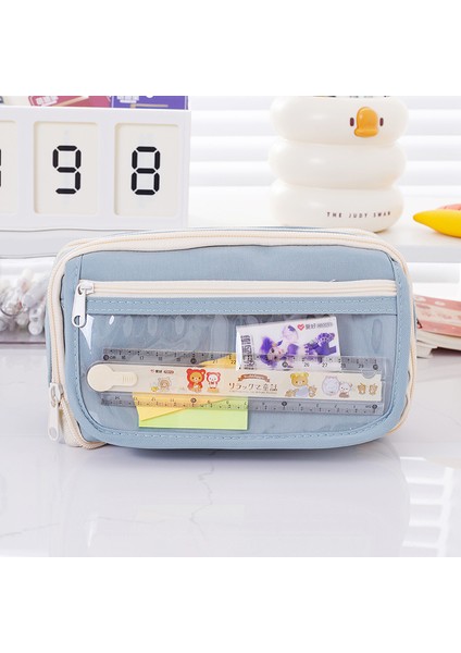 Ilkokul ve Ortaokul Öğrencilerine Yönelik Çok Katmanlı, Geniş Kapasiteli ve Yüksek Görünümlü Şeffaf Kalem Çantası Kalem Kutusu ve Kırtasiye Çantası (Yurt Dışından)