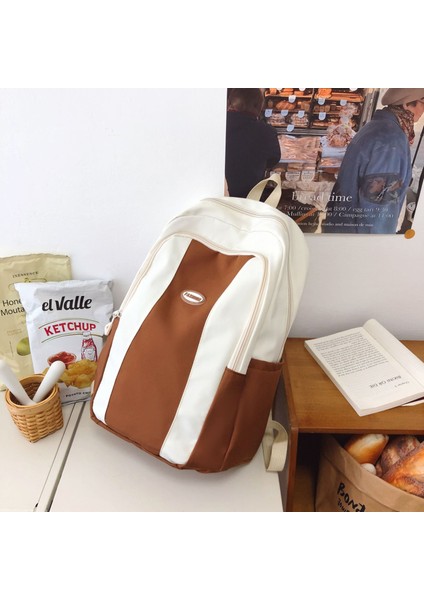 Büyük Kapasiteli Okul Çantası Iş Kıyafeti Tarzı Öğrenci Sırt Çantası Unisex Retro Rahat Lise Öğrencisi Bilgisayar Seyahat Sırt Çantası (Yurt Dışından)