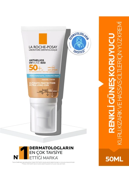 Anthelios Uvmune 400 Spf 50+  Renkli Güneş Kremi50 ml- Kuru, Kızarık ve Hassas Ciltler İçin