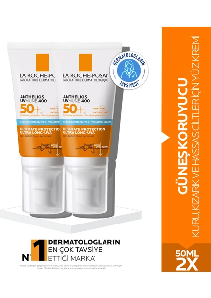 Anthelios Uvmune 400 Spf 50+ Güneş Kremi 50 mlx2 - Kuru, Kızarık ve Hassas Ciltler İçin