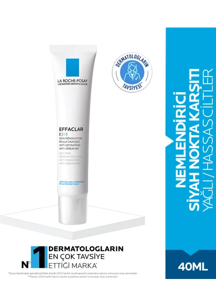 Effaclar K(+) Nemlendirici Siyah Nokta Karşıtı- Yağlı-Hassas Ciltler 40 ML