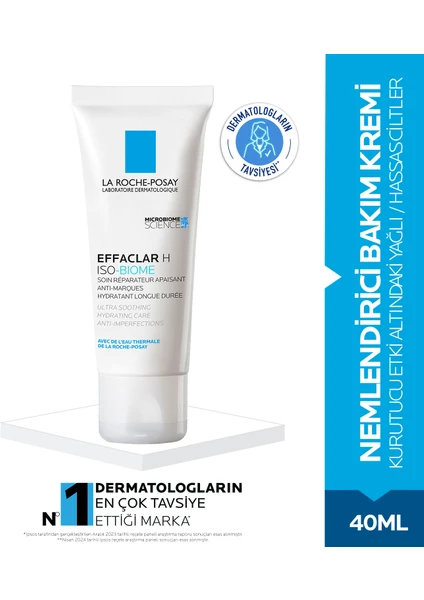 La Roche Posay Effaclar H ISO-BIOME Nemlendirici Bakım Kremi 40 ML- Kurutucu Etki Altındaki Yağlı- Hassas Ciltler