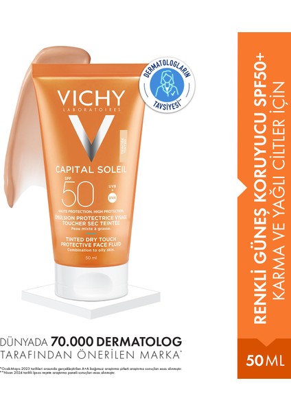 Capital Soleil Renkli Güneş Koruyucu SPF50+ Karma ve Yağlı Ciltler İçin