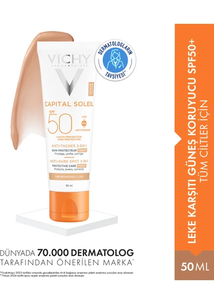 Capital Soleil Leke Karşıtı Güneş Koruyucu SPF50+ Tüm Ciltler İçin