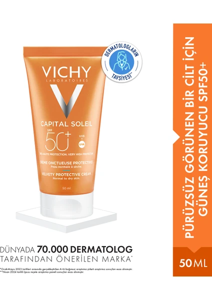 Capital Soleil Pürüzsüz Görünen Bir Cilt İçin Güneş Koruyucu SPF50+