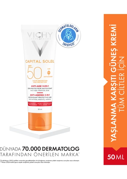 Capital İdeal Soleil Yaşlanma Karşıtı Güneş Kremi 50 ML- Tüm Ciltler İçin