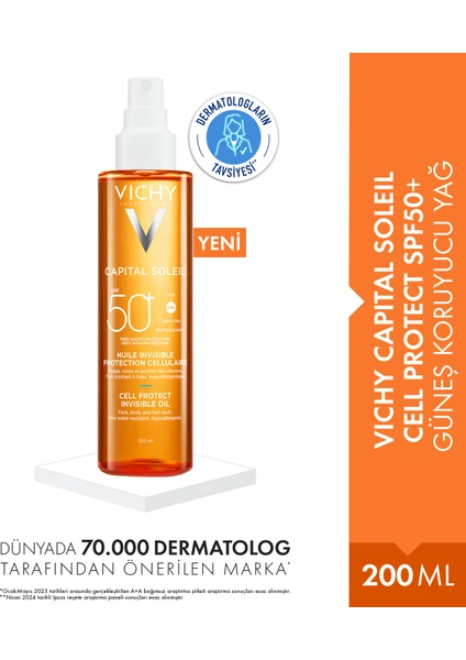 Capital Soleil Cell Protect  Spf 50 - Güneş Koruyucu Yağ 200ml