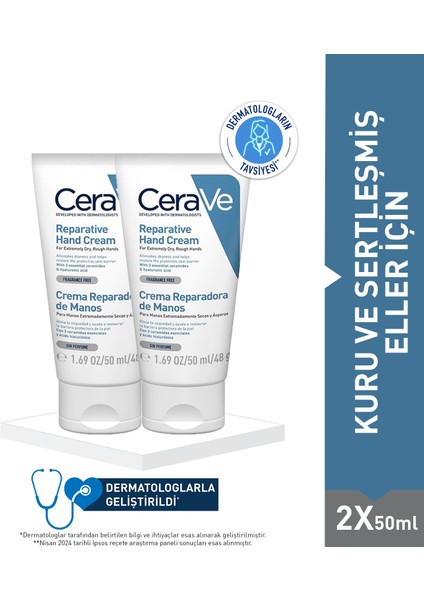 Cerave Reparative El Kremi  2x 50ml- Kuru ve Sertlemiş Eller İçin