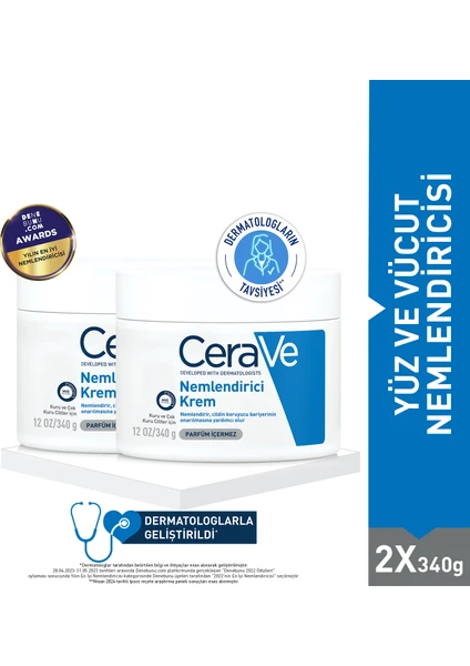 Cerave Nemlendirici Krem - Yüz ve Vücut Nemlendiricisi- 2x 340g