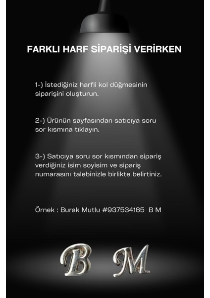 Kişiye Özel Harfli Gümüş Renk Kol Düğmesi S Harfi