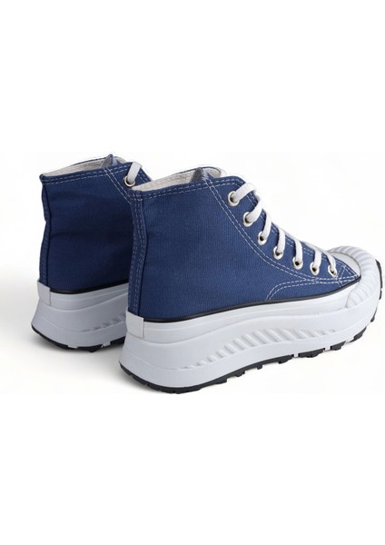 Melen Shoes Elixia Kalın Tabanlı Lacivert Boğazlı Uzun Keten Spor Ayakkabı fırsatları