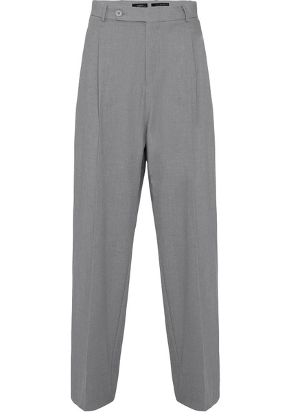 Gri Baggy Yüksek Bel Erkek Kumaş Pantolon