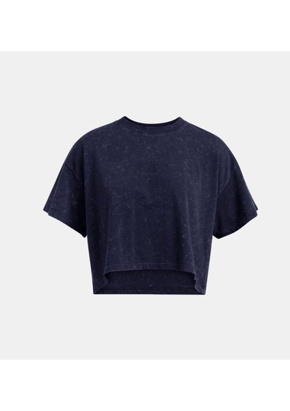 Kadın Ua Varsity Crop Heavyweight Kısa Kollu Tişört 1389153-410 modelleri