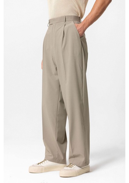 Açık Haki Baggy Yüksek Bel Erkek Kumaş Pantolon fiyatları