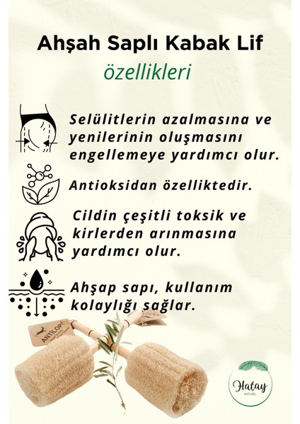 Ahşap Saplı, Özel Tasarım Kabak Lif, Doğal Peeling Etkili, Selülitleri Azaltmaya Yardımcı