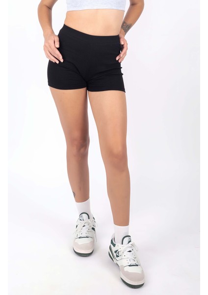 Kadın Fitilli Şort - Siyah modelleri