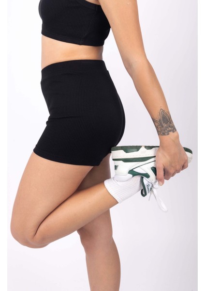 Kadın Fitilli Şort - Siyah fırsatları