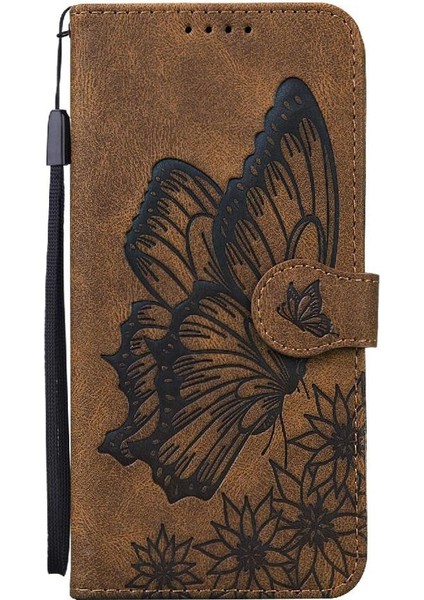 IPhone 16 Için Flip Case Artı Manyetik Closu Pu Deri Büyük Kelebek Kart (Yurt Dışından)