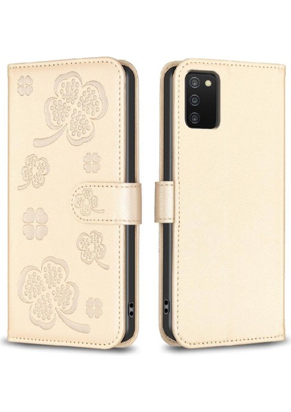 Samsung Galaxy A02S Yonca Çiçek Çok Renkli Pu Deri Için Flip Case (Yurt Dışından)