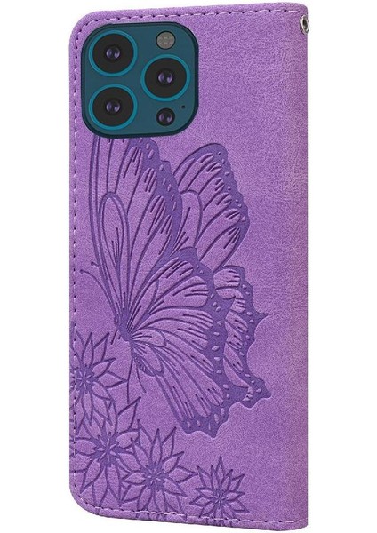 IPhone 16 Için Flip Case Pro Manyetik Closu Büyük Kelebek Kart Yuvaları Tutucu (Yurt Dışından)