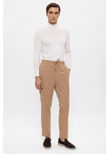 Koyu Bej Elastik Yüksek Bel Erkek Pantolon fiyatları